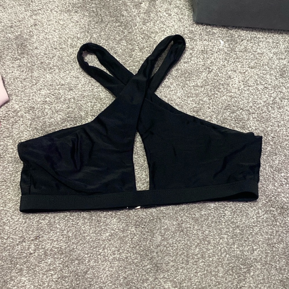 Cross neck black, bathing suit top